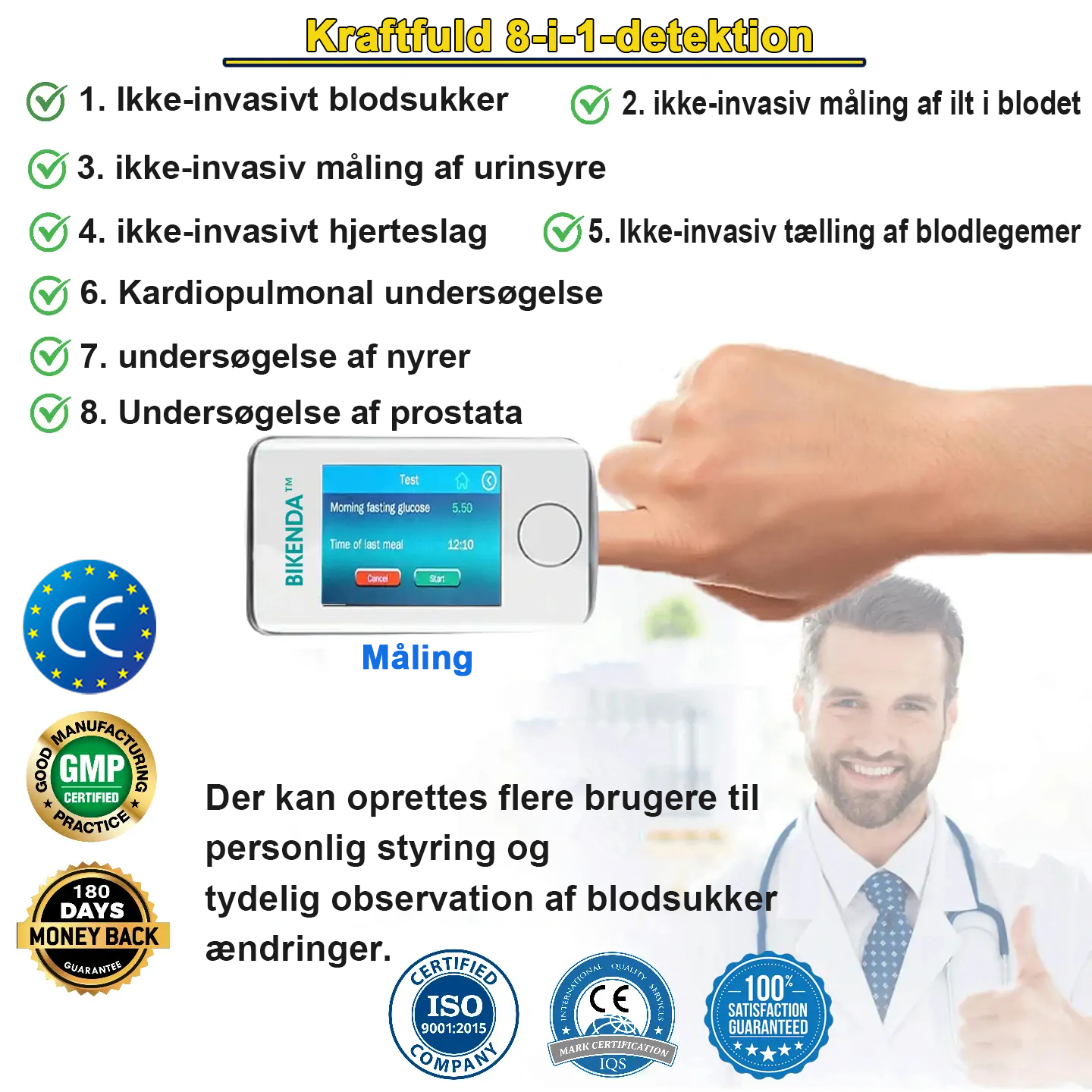 Bikenda™ Præcisionsglukoseovervågning Premium ikke-invasivt medicinsk udstyr + eksklusiv gave [99,9 % nøjagtighed] ⚕️